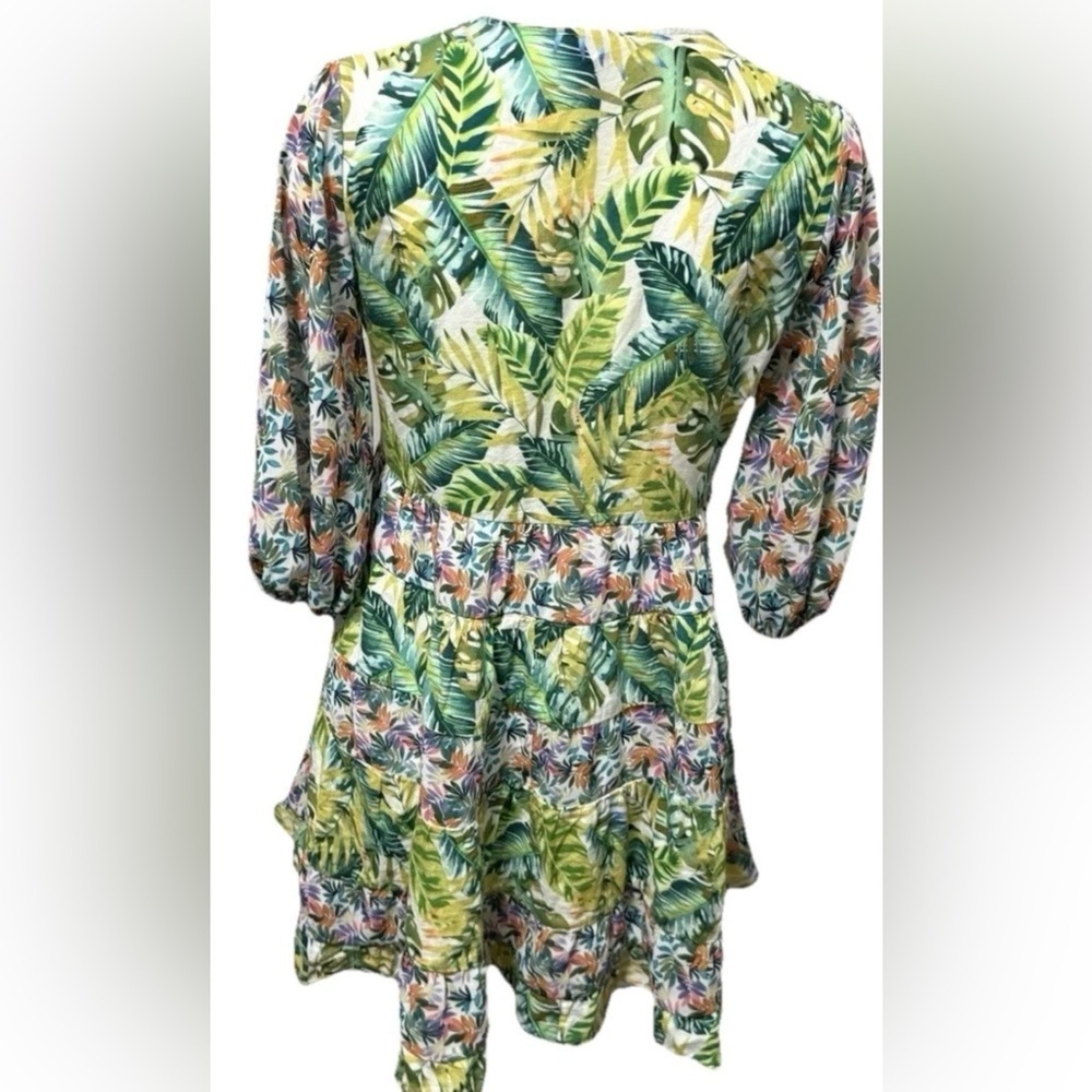 All Things Mochi Liona Mini Dress Tropical Floral Fit Flare Green Size S - Picture 8 of 14
